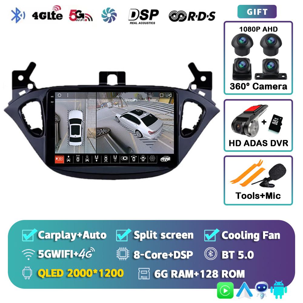 Android 14 Carplay Auto для Opel Corsa 2015-2019 для Opel Adam 2013-2016 автомобильный радиоприемник GPS мультимедийный проигрыватель DSP стерео 2din 2 Din