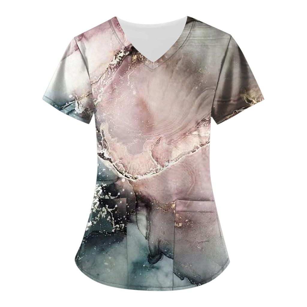 Женские свободные топы с короткими рукавами, повседневные топы больших размеров с V-образным вырезом и короткими рукавами, повседневные летние футболки, женские топы, футболки, рабочая одежда