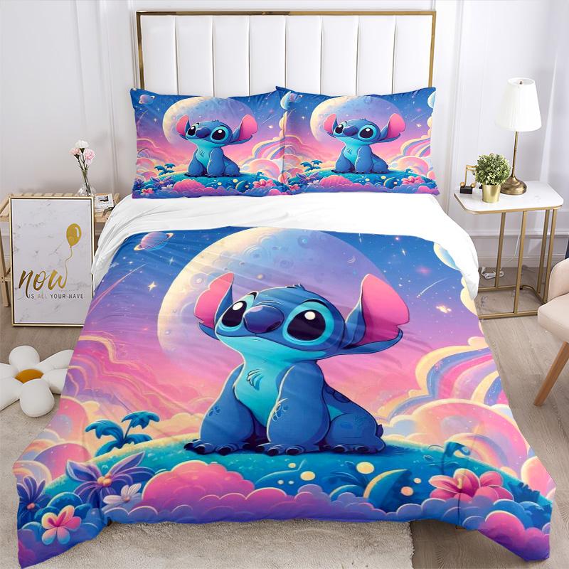 Stitch Space Adventure Print 3Pcs Bedding Setduvet Cover With 2 Bedropillowcase Home Birthday Gift