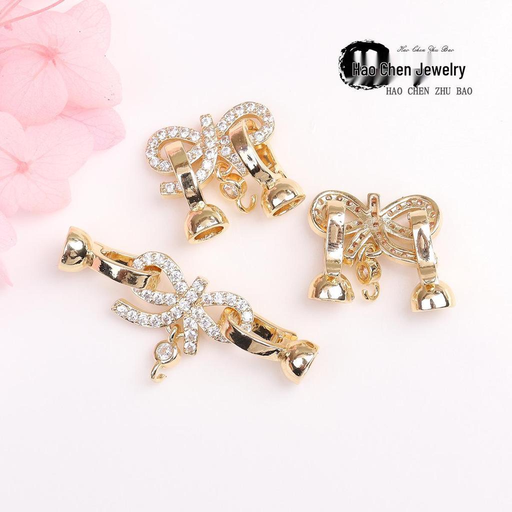 Застежка, Звено и Бант-Аксессуар для Жемчужного Ожерелья, Позолота 14 карат, Сохраняющая Цвет, для Изготовления Украшений своими Руками