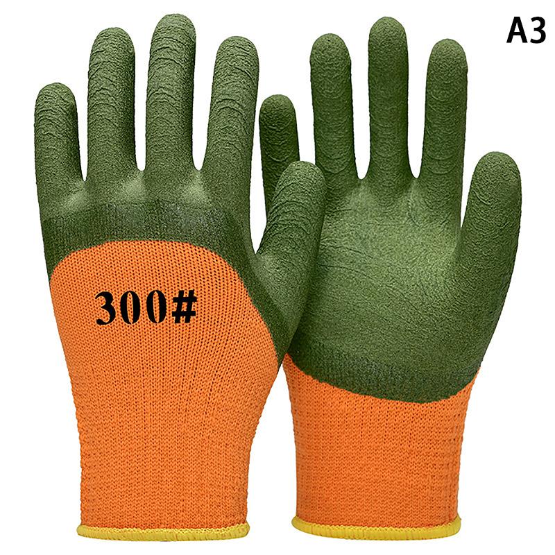 Зимние утолщенные и бархатные шины, резиновые износостойкие противоскользящие перчатки для охраны труда на строительной площадке, строительные перчатки