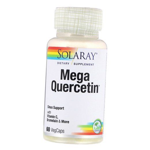 Кверцетин с Витамином С и Бромелайном, Mega Quercetin, Solaray 60вегкапс (70411001)