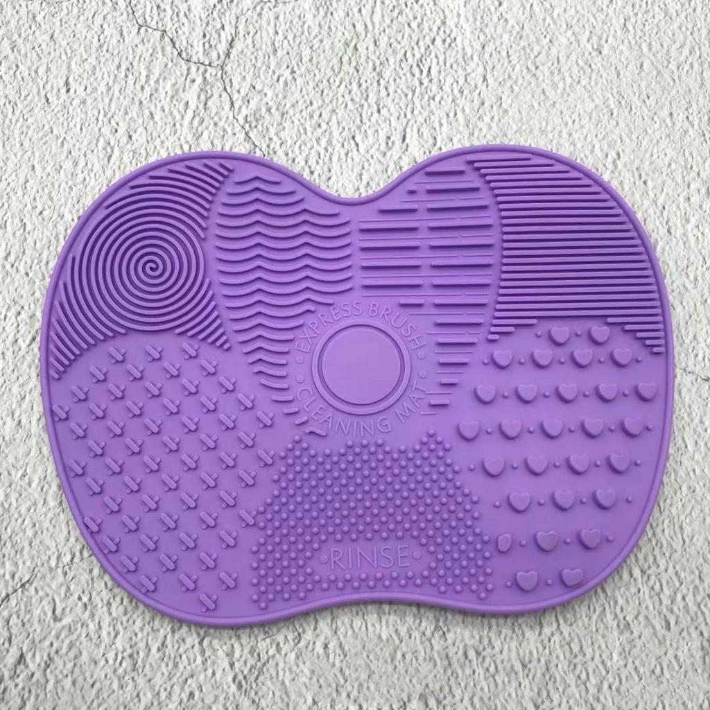 Чистый цвет, силиконовая чистящая подушечка для яблока с присоской, противоскользящая маленькая косметическая кисточка для макияжа, чистящая подушечка для макияжа