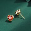 Трендовые серьги-гвоздики из золота 18 карат с рубиновым сердцем для женщин, красные серьги-гвоздики с геометрическим узором из стерлингового серебра с полным бриллиантом, оригинальные обручальные свадебные украшения
