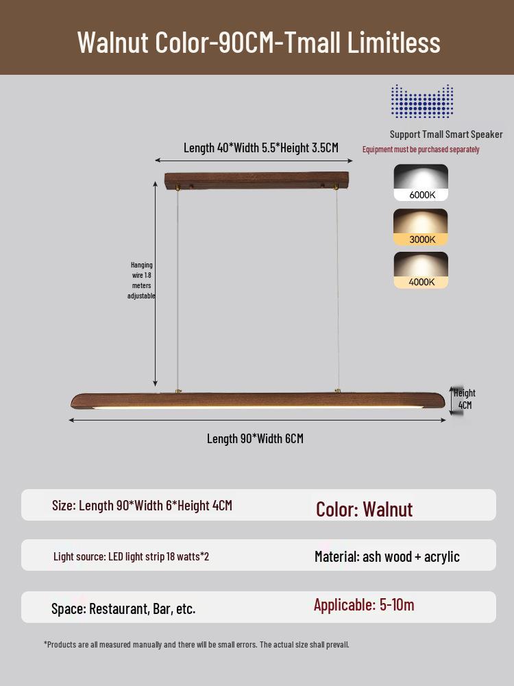 White Ash Solid Wood Zen Chandelier for Dining Room, Tea Room, Bar Counter, or Office Desk