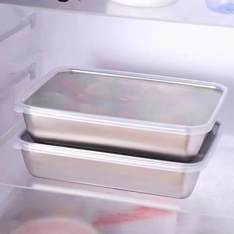 1 шт., ящик для хранения продуктов из нержавеющей стали с пластиковой крышкой, коробка для хранения свежести продуктов, ящик для пикника