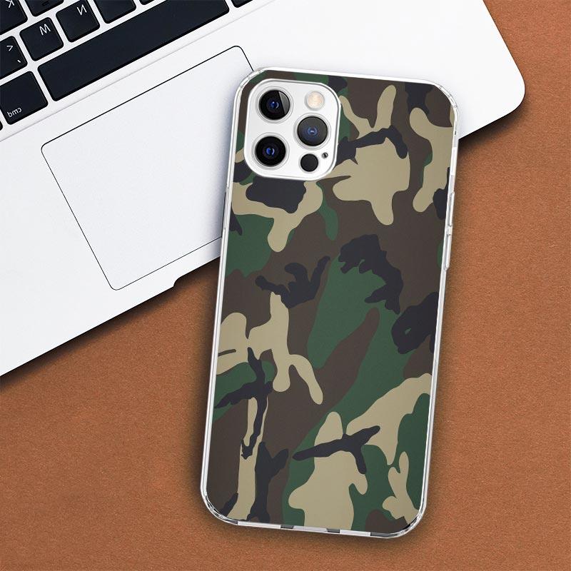Камуфляжный чехол для телефона в стиле милитари для Apple iPhone 11 12 13 15 14 Pro 7 XR X XS Max 8 Plus + Mini SE, мягкий чехол с индивидуальным принтом