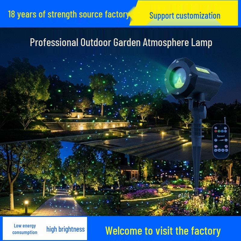 Dynamic Green-Blue Firefly Laser Projector: Starry Sky Waterproof Garden Light