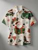 [Print Design - Not Textured] Christmas Men'S Short Sleeve Hawaiian Shirt Top Comfortable Breathable Fabric Lapel Santa Claus Digital Print 3D Fashion