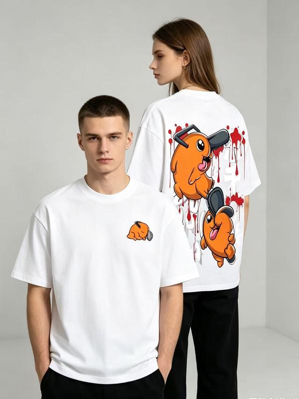 Unisex shirt Cotton Oversize Large Size Fit Washed Chainsaw Man