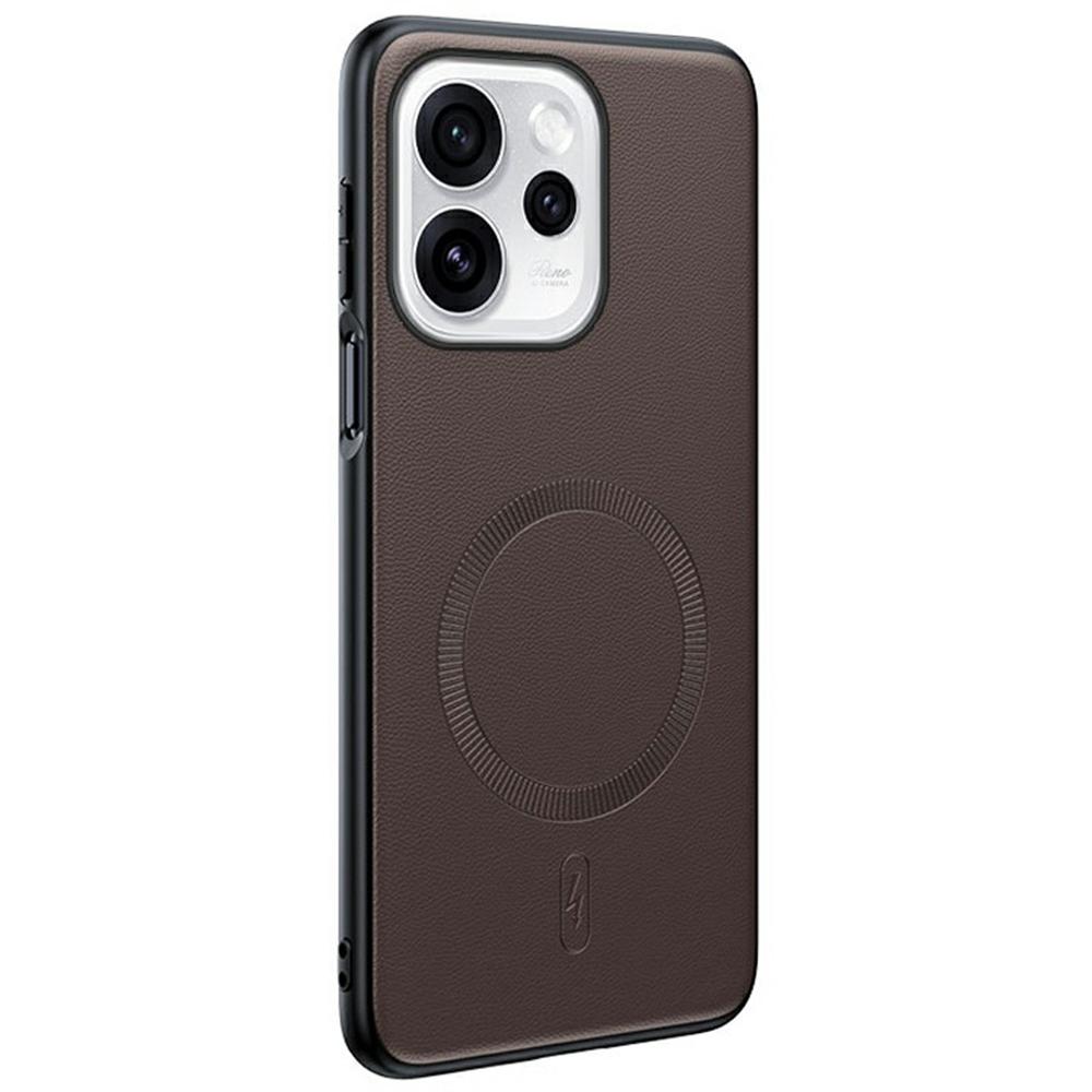 Для Oppo Reno15 5G (Глобальный)/Reno15c 5G (Китай) Магнитный Чехол Покрытый Кожей TPU + PC Чехол для Телефона