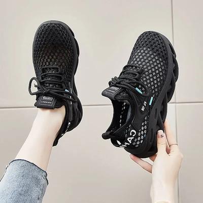 Летние дышащие женские кроссовки Fly-woven, корейская версия универсальных повседневных спортивных кроссовок с полой мягкой подошвой и сетчатой белой подошвой