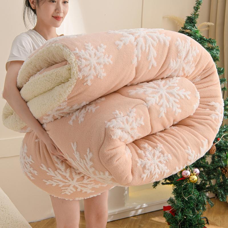 Толстое зимнее одеяло в рождественском стиле для кровати, мягкое и теплое флисовое одеяло со снежинками, двуспальное, из искусственной овечьей шерсти, одеяла для сна