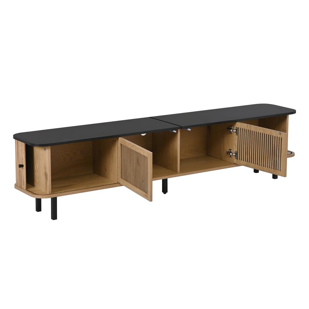 Modern TV cabinet, TV stand, TV panel, low TV cabinet. Two sliding doors, two lattice doors, unique design. 190 x 35 x 45 cm (L x W x H)