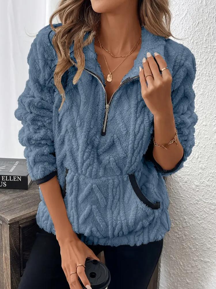 Women'S Cozy Fleece Zip-Up Sweatshirt with Large Pockets Long Sleeve, Casual Fall/Winter Pullover, Zippered Sweatshirt, Sweatshirt Women