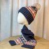 Scarf Hat Women's Winter Two Piece Set New Warm Large Head Circumference Knitted Woolen Hat Scarf Suit Cold Hat
