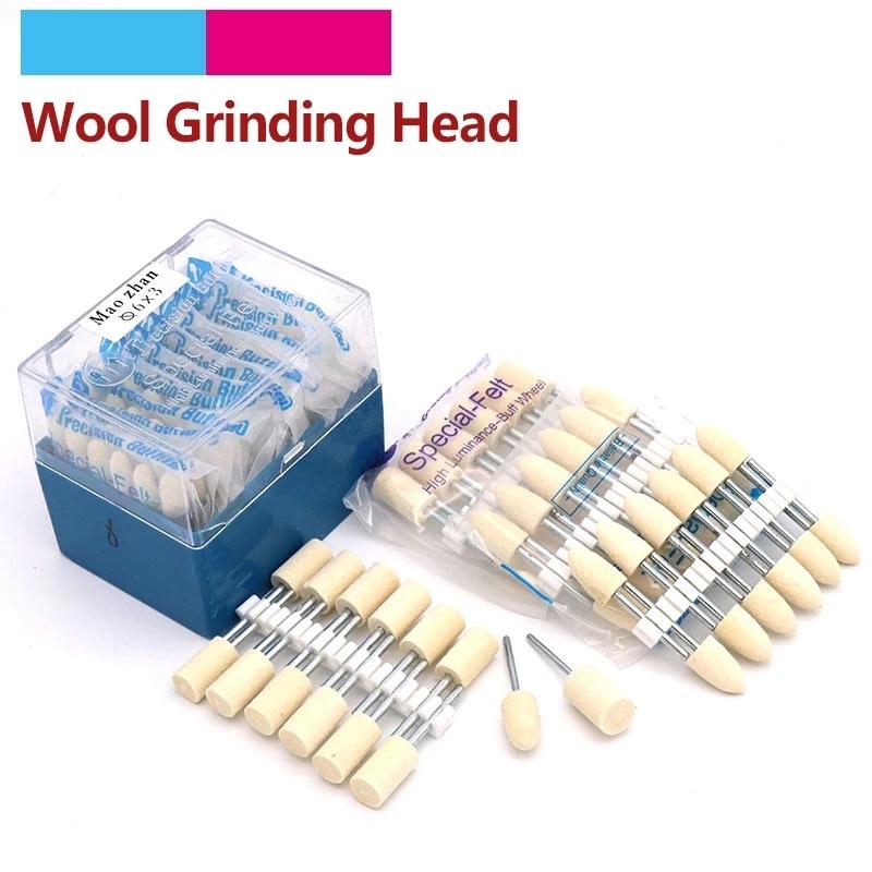 12pcs Wool Felt Mounted Polishing High Luminance- Buff Wheel Dremel Die Grinder Drill Rotary Tools Metal Surface Buffing Bits