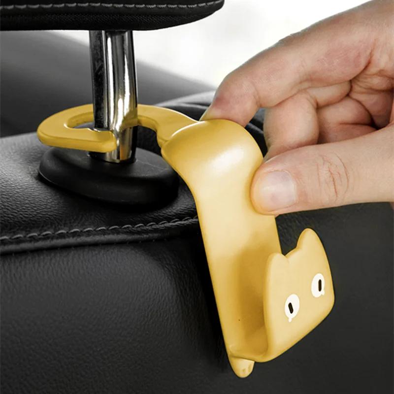 2 шт. креативный автомобильный крючок, крючки для вешалки для автомобильного сиденья с милым котом, аксессуары за сиденьем, крючок-органайзер, сумки, одежда, вешалка для мелочей, зажим для вешалки