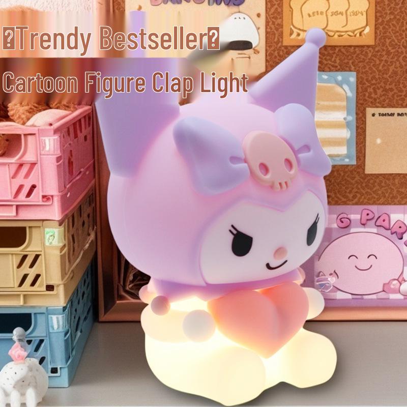 Силиконовый ночник Kuromi с USB-зарядкой - Прикроватная лампа Sanrio и компаньон для сна