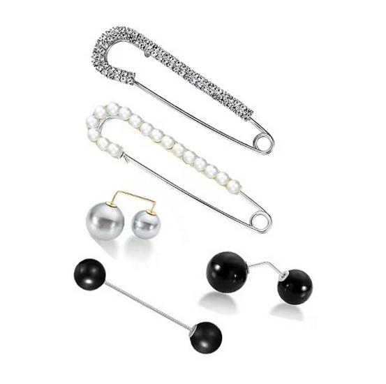 Брошь-булавка с имитацией жемчуга и стразами для подчеркивания талии, Защитная булавка от открывания, Прямая вставляемая булавка.