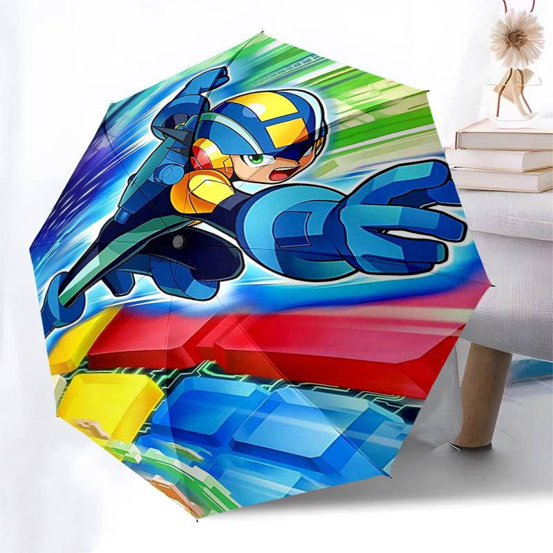 1 шт. Автоматический складной уличный зонт Mega Man с 8 ребрами - Идеально подходит для использования на улице, в путешествиях и в качестве подарков для Fa