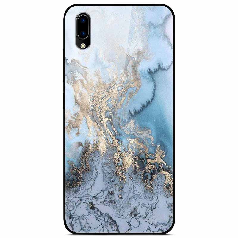 Case Tempered Glass Hard Clear Phone Case For Vivo Y91C Protector Shockproof Marble Fundas Coque