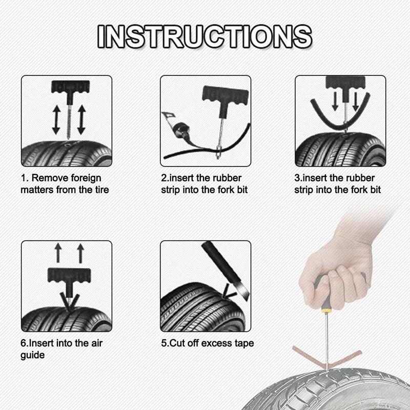 Durable Universal Vacuum Tubeless Tyre Repair Kit Rubber Strips Plug Seal for Car Motorcycle Bicycle Emergency Flat Fix