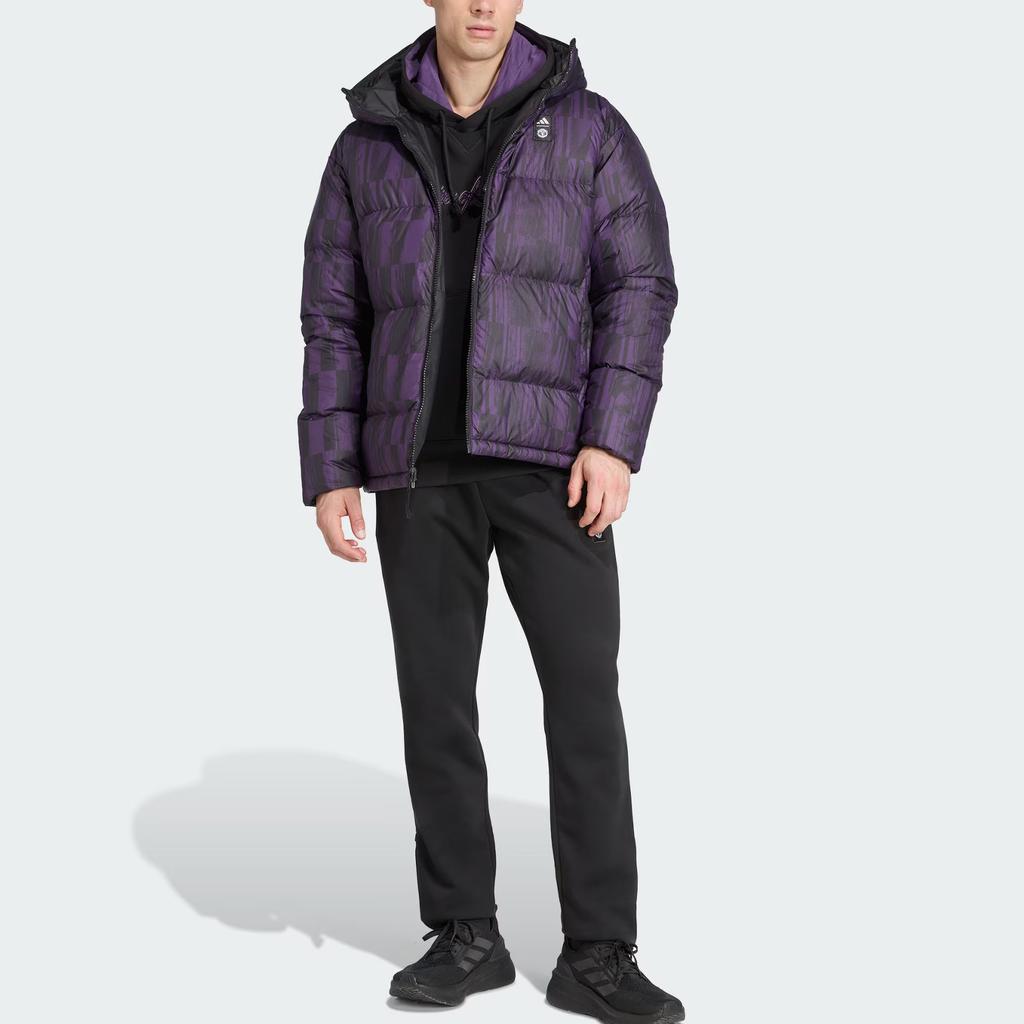 Adidas Мужская пуховая куртка Manchester United Casual Culture с капюшоном, двусторонняя, свободного кроя, с длинным рукавом, наполнитель 600 FP, верхняя одежда JN2890