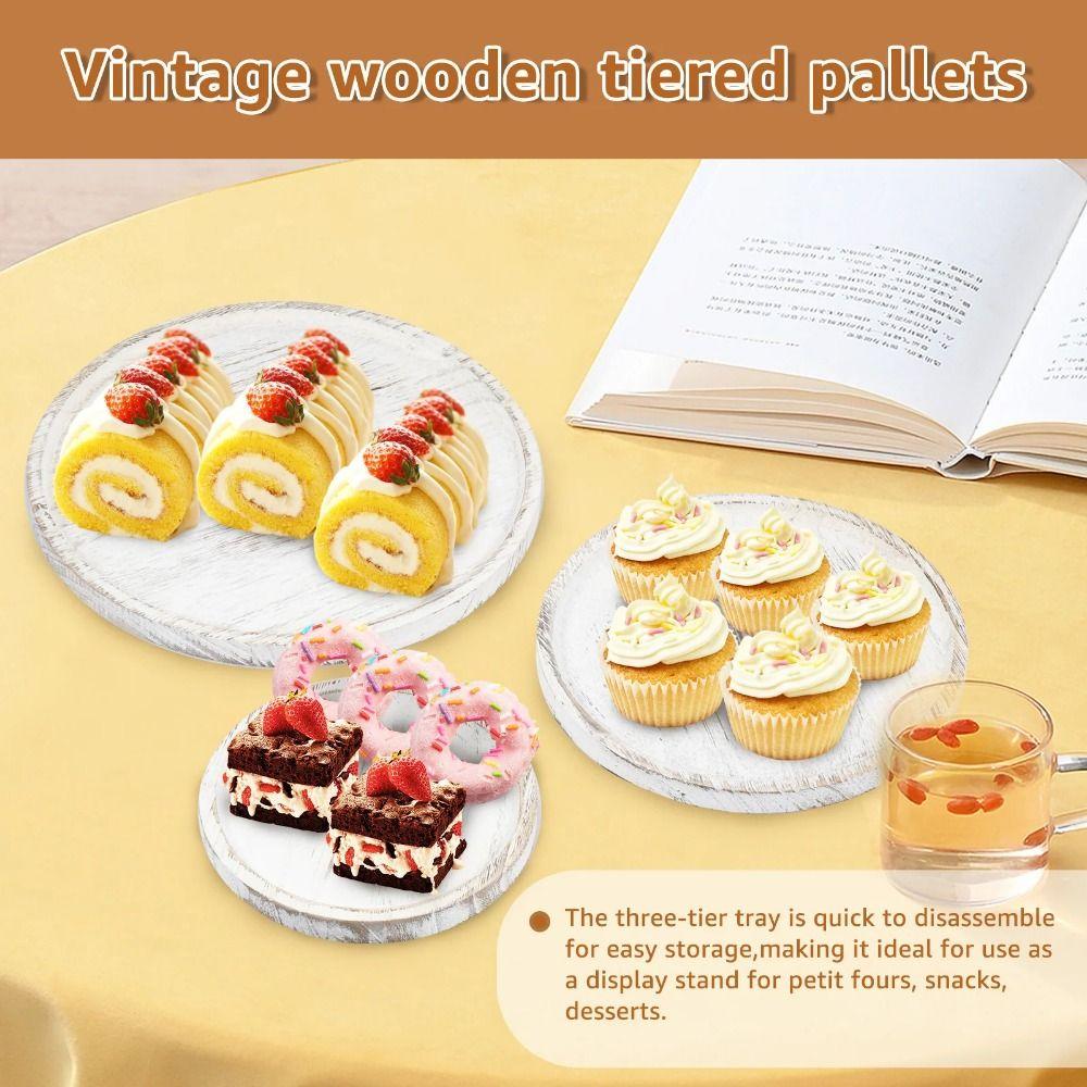 2/3-Layer Wooden Cupcake Stand Detachable Cake Serving Tray Rustic Cupcake Holder Shelf Halloween