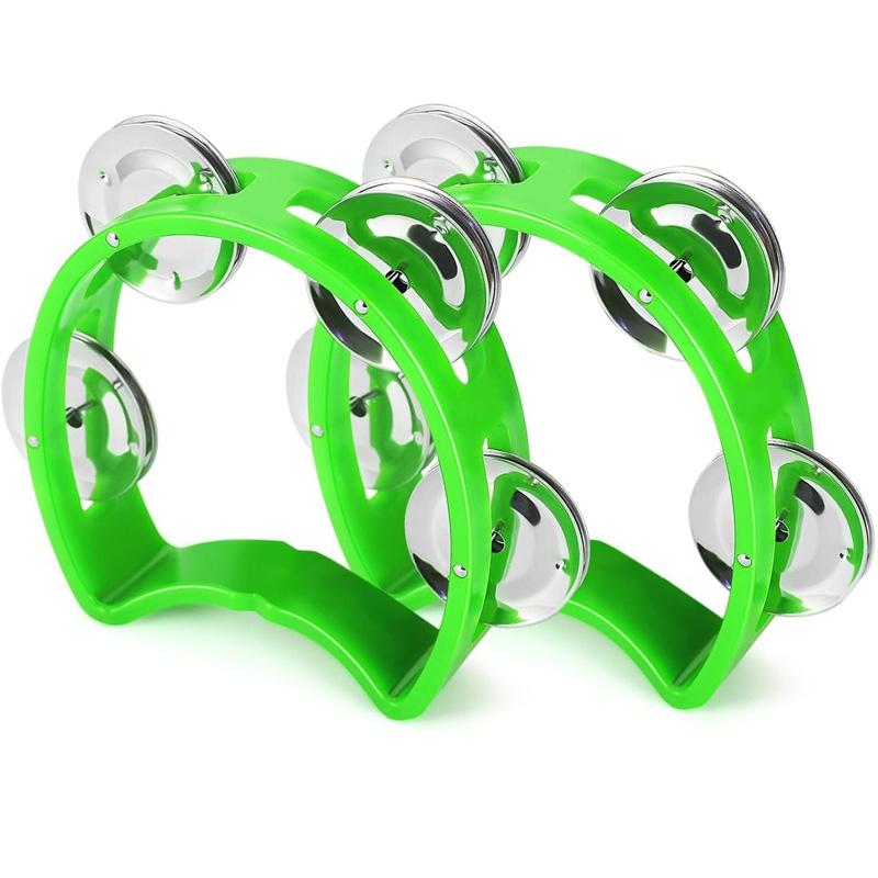 2Pcs Plastic Hand Held Percussion Tambourine With 4 Bells Rhythm Musical Instrument Toys Kids Preschool Educational Gift
