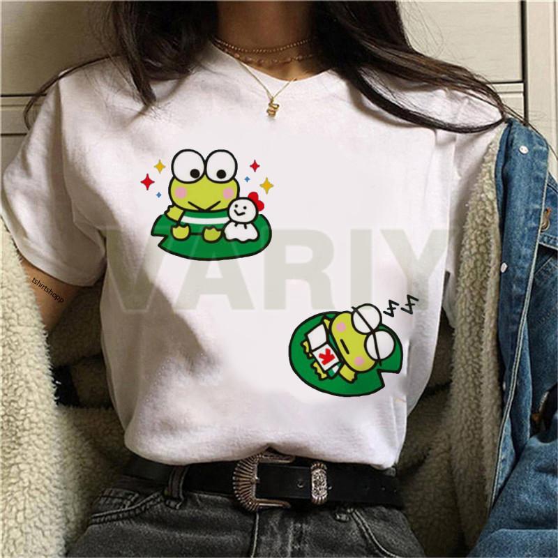 Женская футболка в стиле ретро Keroppi Gudetama Take A Bath Printed Top Корейская женская футболка с короткими рукавами и круглым вырезом, подходящая для повседневного ношения