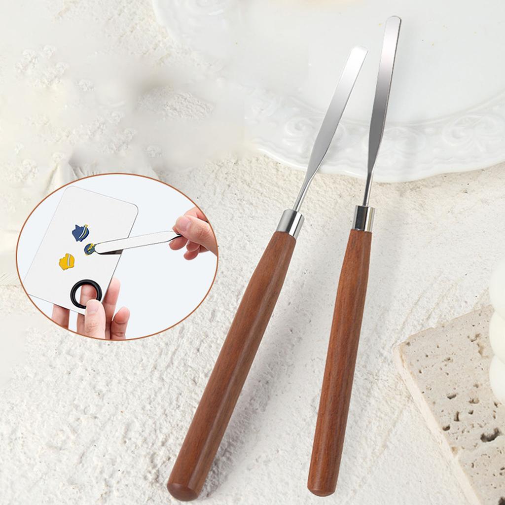 Make-up Nail Art Mixing Spatula Ergonomic Wood Handle Portable Reusable Stick for Salon Home Nail Art DIY