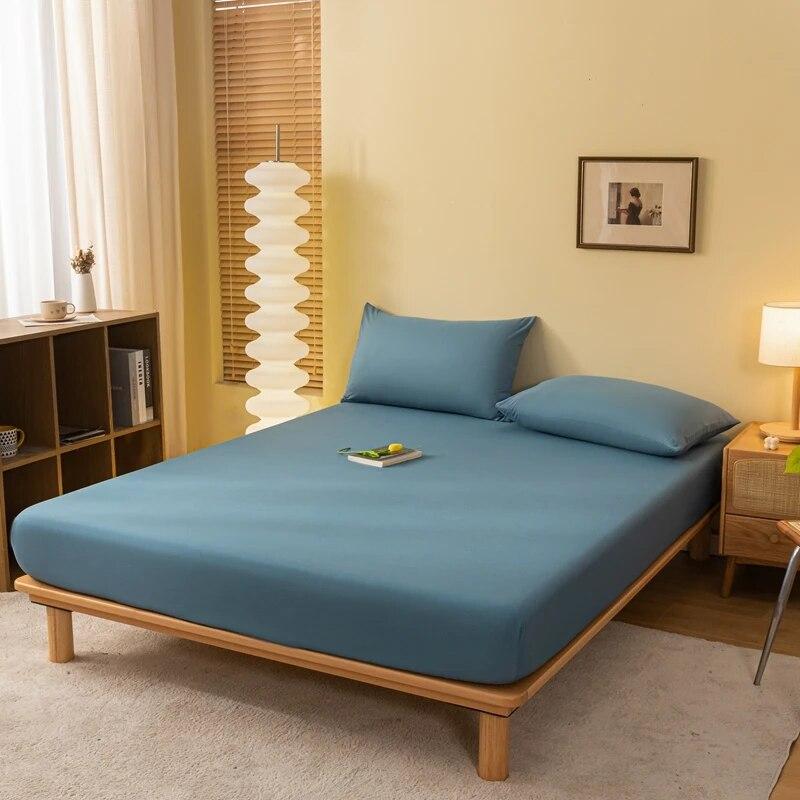 Приятная для кожи хлопковая простыня с резинками, наматрасник, сплошная цветная простыня, простыня королевского размера
