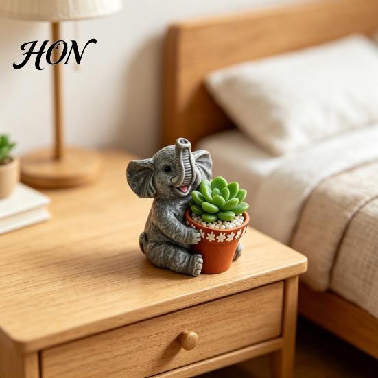 Indoor Window Sill Planter Cute Elephant Planter, Small Animal Flower Pot, Weatherproof Outdoor Shaped Cactus Air Plant Holder for Home Office Desktop