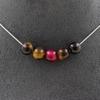 Stones and Minerals. 5-pearl Necklace, Multicolored Tiger Eye, 8 Mm. Steel Chain Necklace Women, Men. Customizable Size