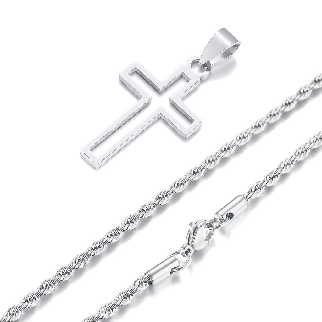 Повседневные полые necklaces с крестом для мужчин и мальчиков, водонепроницаемый кулон-крест из нержавеющей стали, религиозные украшения для веры и молитвы, подарок