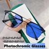 Luxury Photochromic Glasses Fashion Anti-blue Light Finished Myopia Eyewear Men Women Square Smart Color Changing Sunglasses