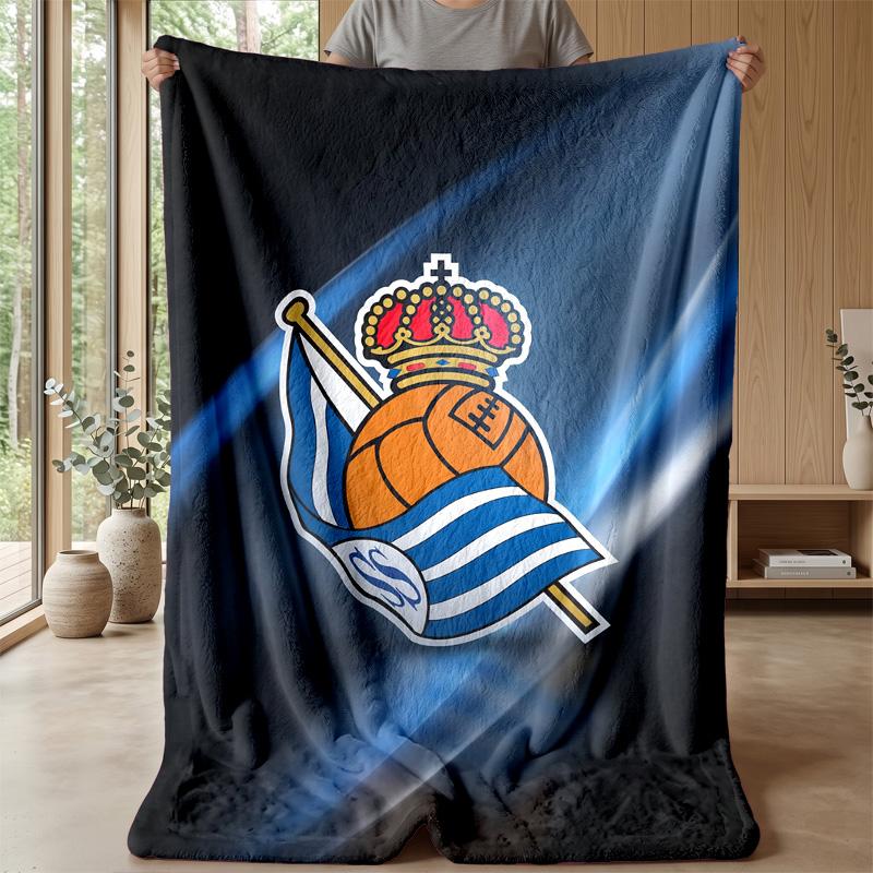 Real Sociedad FC Soft Flannel Fleece Blanket Lightweight Cozy Warm Throw Blanket For Sofa Bed Home Decor