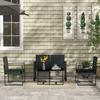 Garden Furniture Set, Synthetic Rattan, 2 Single Sofas, 1 Double Sofa, 2 Coffee Tables, Black