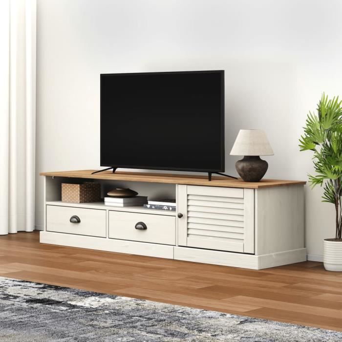 VidaXL Meuble TV VIGO blanc 156x40x40 cm bois massif de pin 353173