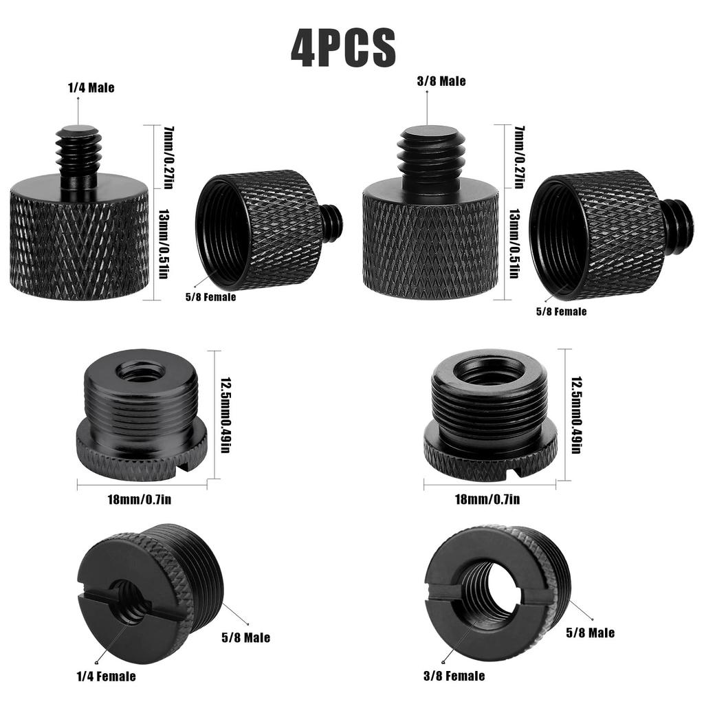 AIEX Microphone Thread Adapter, Microphone Stand Adapter for Camera Screw Monitor Microphone Stands, 8 Pieces: 58 Female To 38 Male, 38 Female To 58