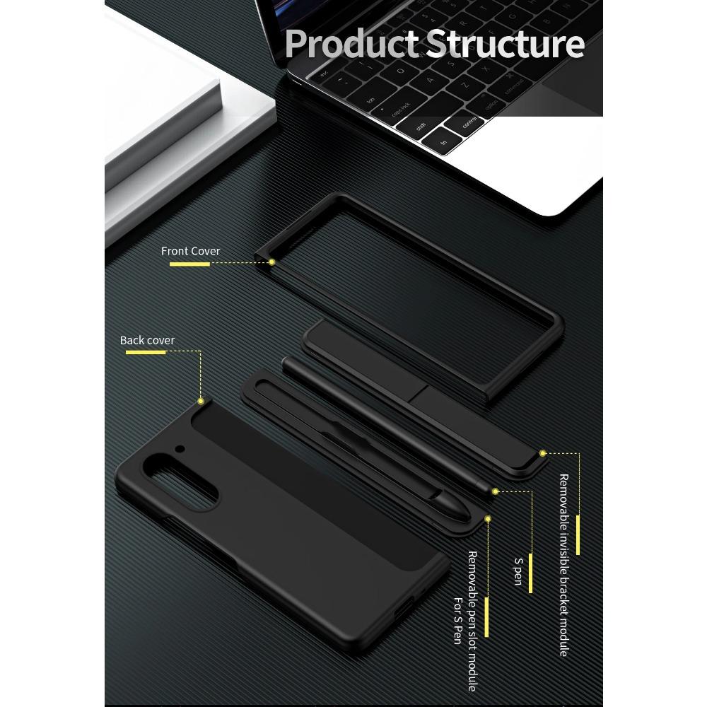 Для Samsung Galaxy Z Fold 6 5 4 3 Чехол Съемный держатель для стилуса Невидимый кронштейн Подставка Жесткий матовый чехол из ПК со стилусом и подставкой-держателем