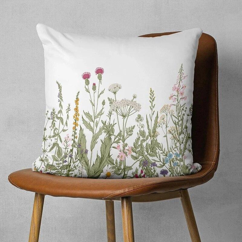 1 шт. Наволочка с цветочным узором и цветочным принтом 17,7*17,7 дюймов, мягкая наволочка для домашнего декора, наволочка с акцентом, легко чистится