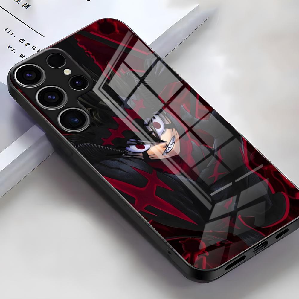 Black Four-leaf Clover Cool Phone Case For Samsung S26 S25 Edge Ultra S23 S22 S21 S20 Ultra Plus S24 Fe A54 A53 A25 Glass Cover