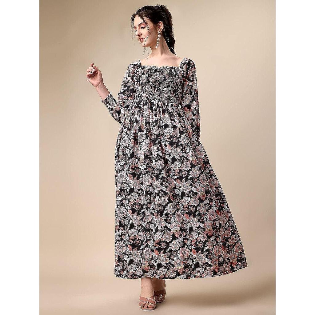 Женское длинное платье из крепа с цветочным принтом Sheetal Associates