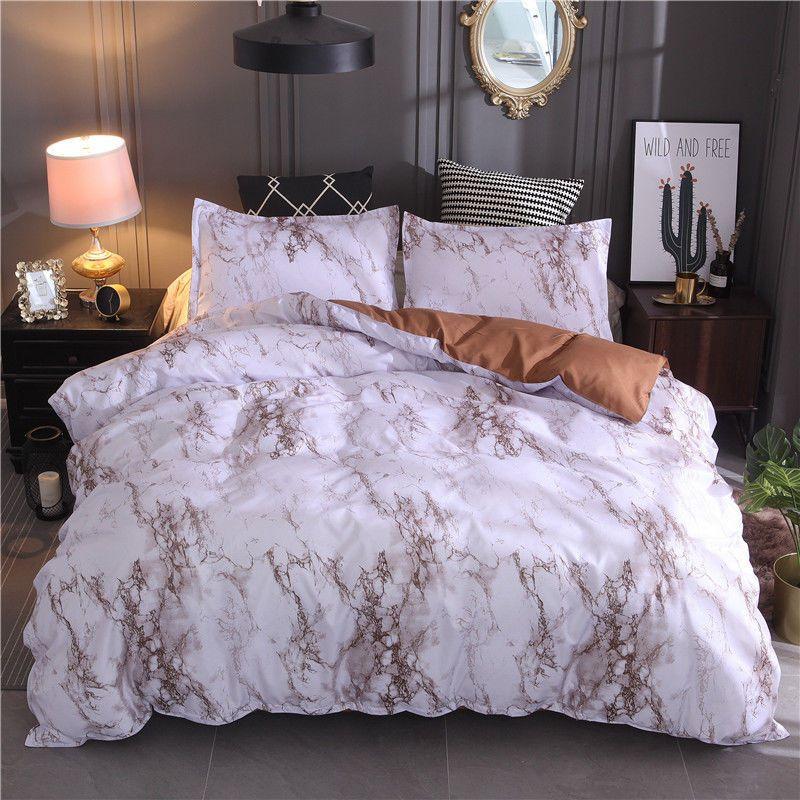 Versatile Marble Pattern Soft Bedding Duvet Cover Set With Matching Pillowcase Choices