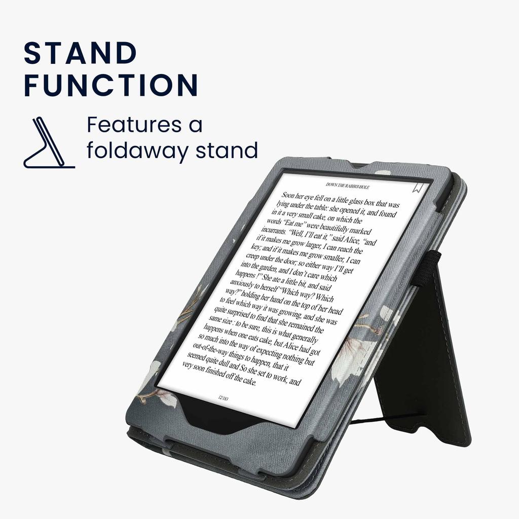 Kwmobile Amazon Kindle Paperwhite Generation 2021 Compatible Case Cover PU Leather Auto Sleep Reader Protection Magnolia Design Gray 11. - E-book -