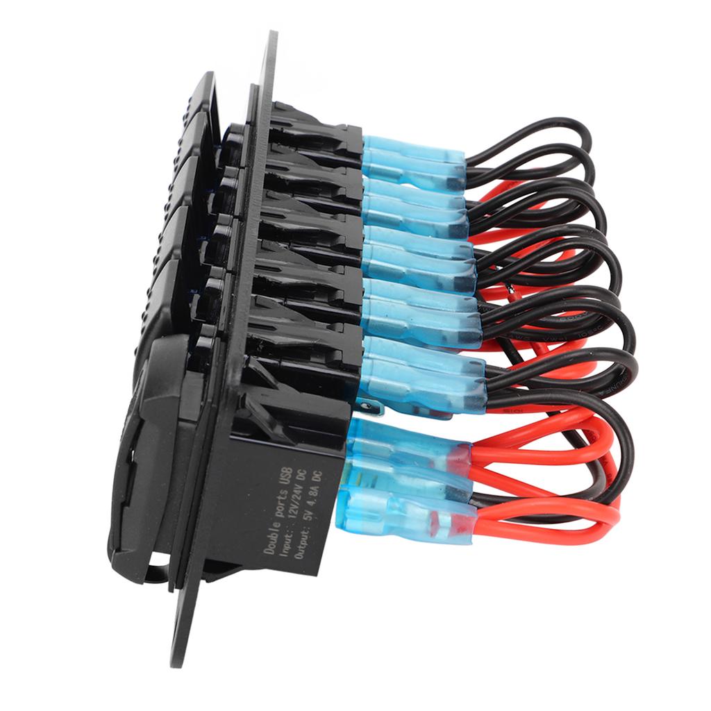 Панель тумблеров на 5 клавиш 12В-24В Двойное USB-зарядное устройство Светодиодный дисплей напряжения Переключатель ВКЛ/ВЫКЛ для грузовика, автодома, яхты