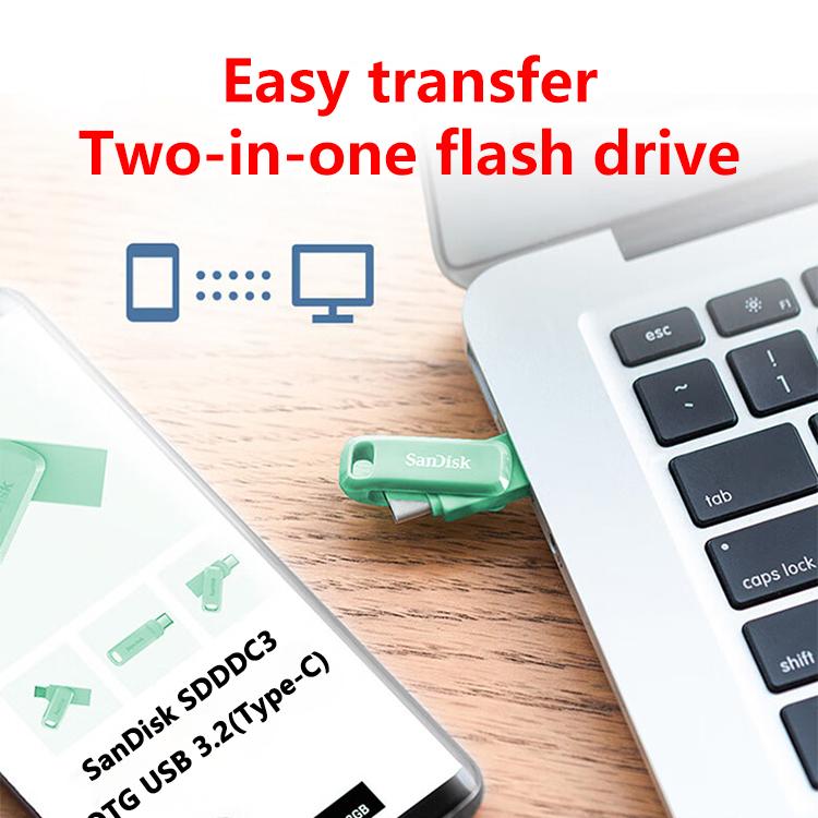 SanDisk 128 ГБ otg usb type c Флешка 64 ГБ 256 ГБ 512 ГБ Ultra Dual GO OTG Флешка оригинальная sandisk usb Карта памяти U Диск для телефона Type C Ноутбук