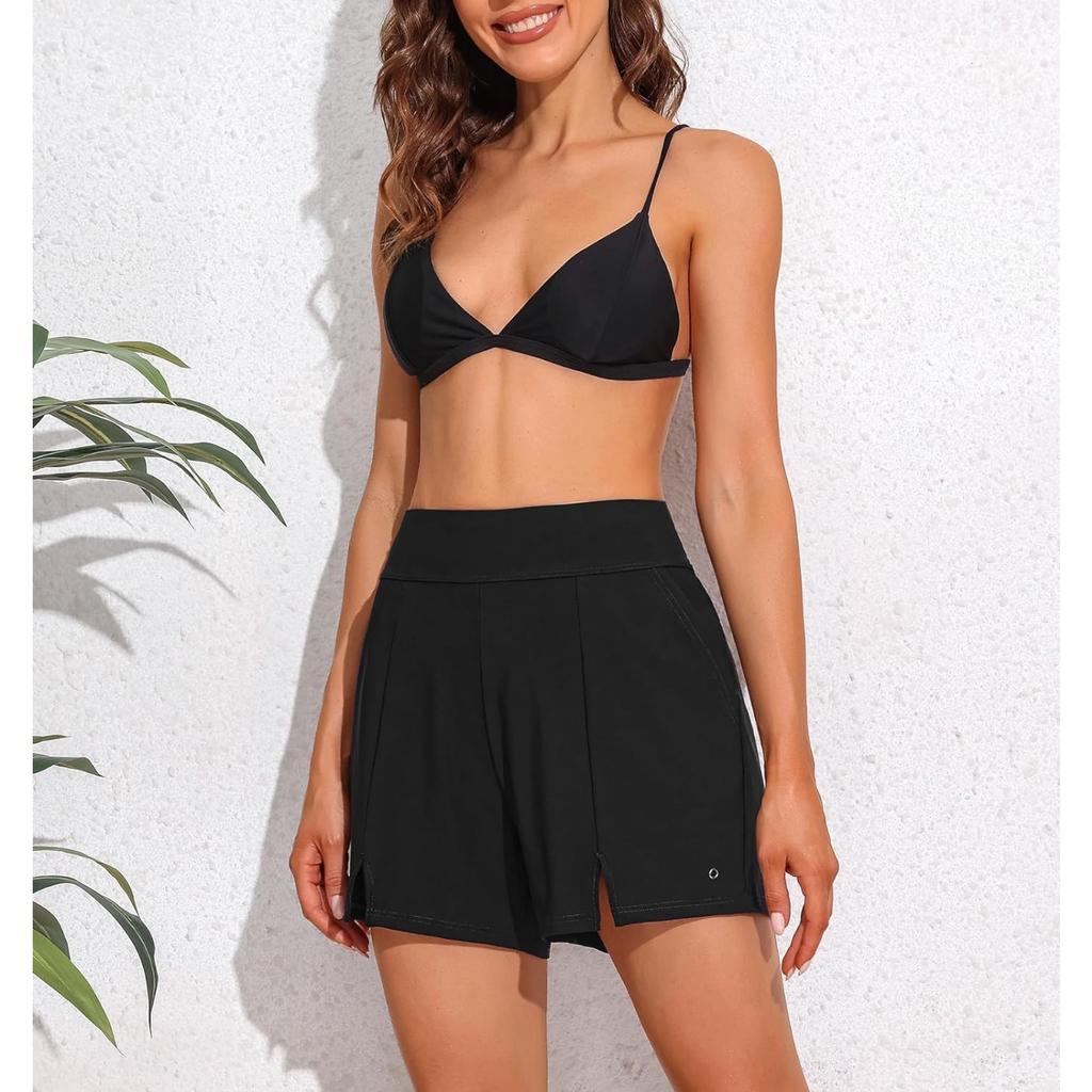 Charmleaks женские шорты для плавания с карманами, купальный костюм с высокой талией, плавки с контролем живота, купальник